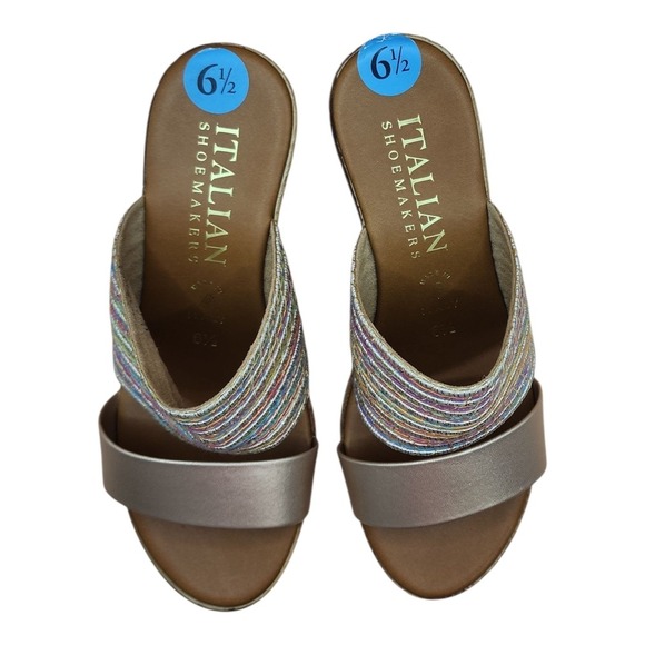 Italian Shoemakers Platform Sandals Womens Size 6.5 Multicolor Brown Comfort‎ - Picture 1 of 9